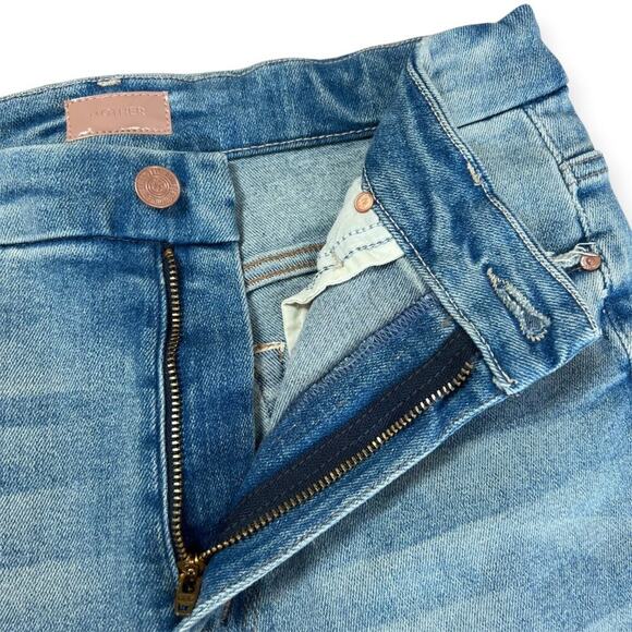 Mother High Waisted Looker Ankle Fray Jeans 29 Au Revoir Light Blue Soft Stretch - Picture 7 of 15